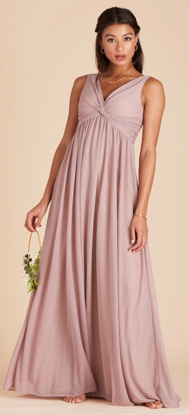 Birdy Grey Lianna Maxi Dress Womens Small Mesh Mauve Bridesmaid Tulle New Purple